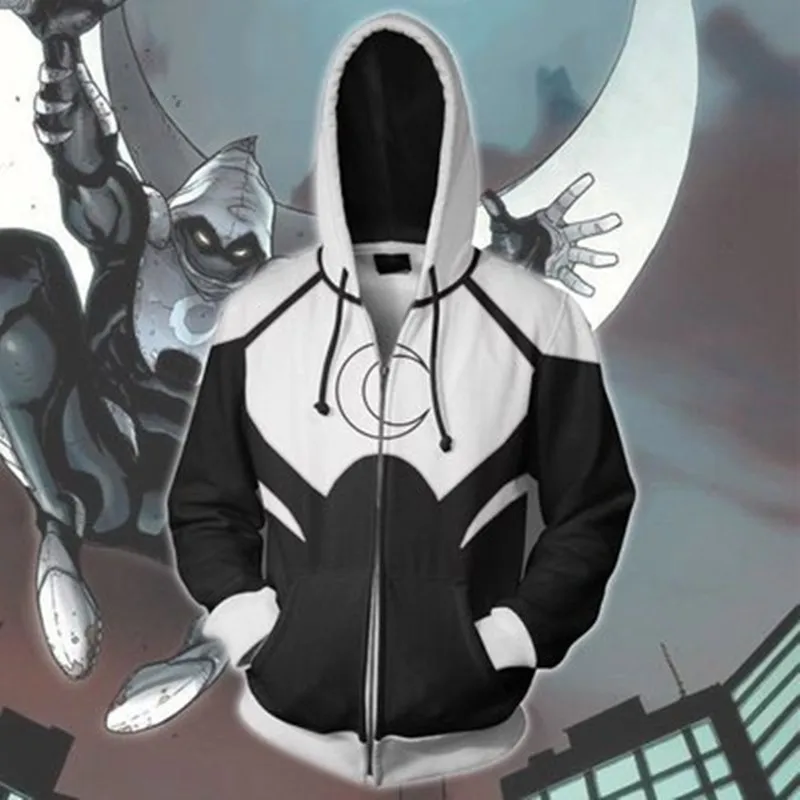 

Men Woman Boys Hooded Sweater Fallout Moon Knight 3D Hoodies Casual Black Blue Tracksuit Zipper Jacket Zip Up Hip Hop Tops Coat