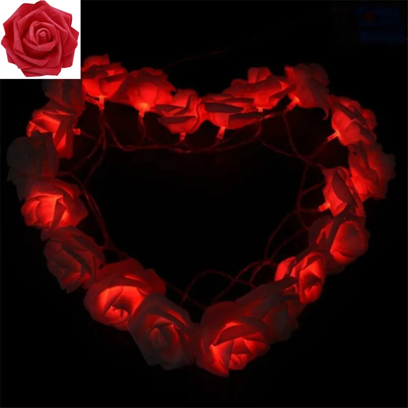 thumbnail image 1 of Artificial Rose Led Flower Lights USB/Battery Powered Fairy String Lights Garland Christmas Tree Decoration Wedding Party Decor, 1 of 5