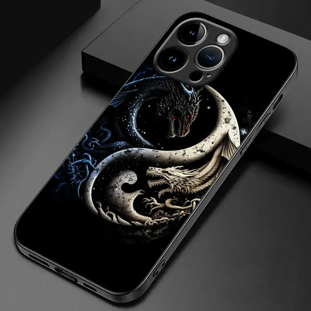 Tai Chi Dragon Phone Case For iPhone 15 14 13 12 11 X XR XS XSMAX 8 7 Plus Mini Pro Max Soft Black Phone Cover