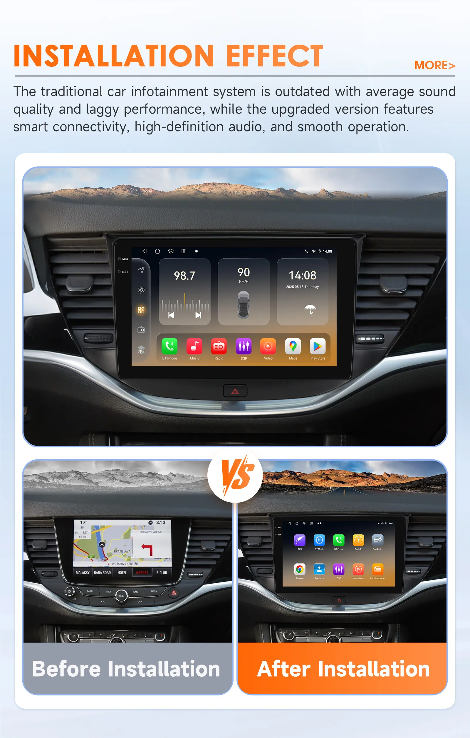 Radio para Auto OSSURET con Sistema Inteligente Android 14 para Opel Astra K 2015-2019, Reproductor Multimedia con Carplay, GPS, 4G, 6115 2
