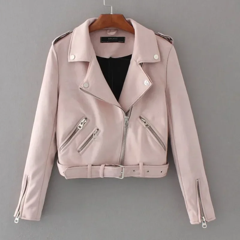 2024 Temperament Loose Jacket Women New Autumn Coat Long Sleeve Solid Color Slim Fit Zipper Lapel PU Suede Leather Jacket