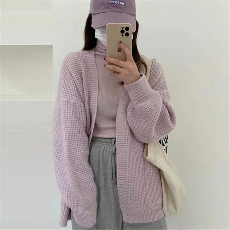 

Модный женский кардиган, свитер, весна-осень, новинка, корейский Свободный вязаный свитер средней длины Sarm, повседневные кардиганы, женские топы