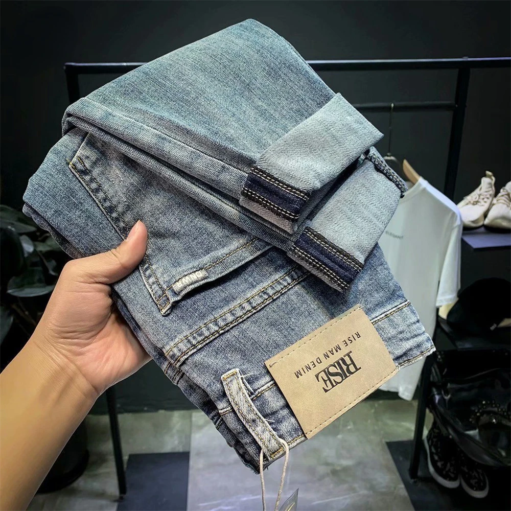 Classic Style Winter Men's Warm Business Jeans Fashion Casual Denim Stretch Cotton Thick Fleece Denim Pants Male Brand Trousers 2021 winter fashion new black warm thick man s denim pants streetwear joggers harem fleece jean men plus size 8xl