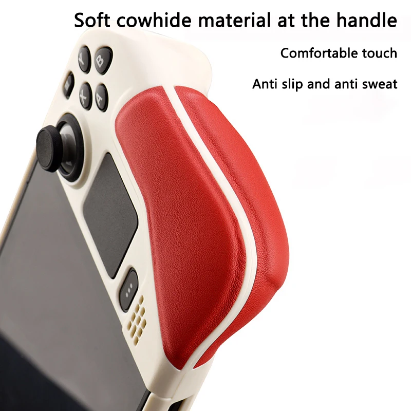 Full Protective Case for Steam Deck Cowhide wrap host Protective Soft Leather Grip Non-slip Cover hard shell bracket Accessories 5