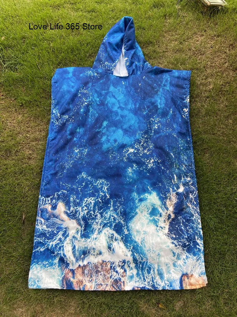 Adult Kids Beach Towel Quick Dry Hooded Cloak Children Women Large Bath Towels Sand Free Poncho Bathrobe For Summer Swim Surf images - 6