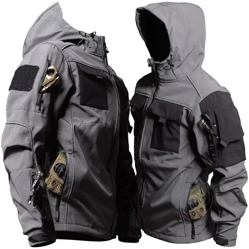 Hooded Tactical Jacket Men Army Training Wear-resistant Windbreaker Outdoors Camping Waterproof Coat Winter Cargo Instructor Top 3