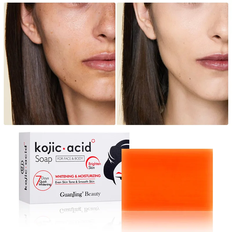 

GuanJing100g Kojic Acid Handmade Soap for Facial and Body 7 Days Quick Whitening Deep Cleaning Brighten Skin Hydration Skin Care