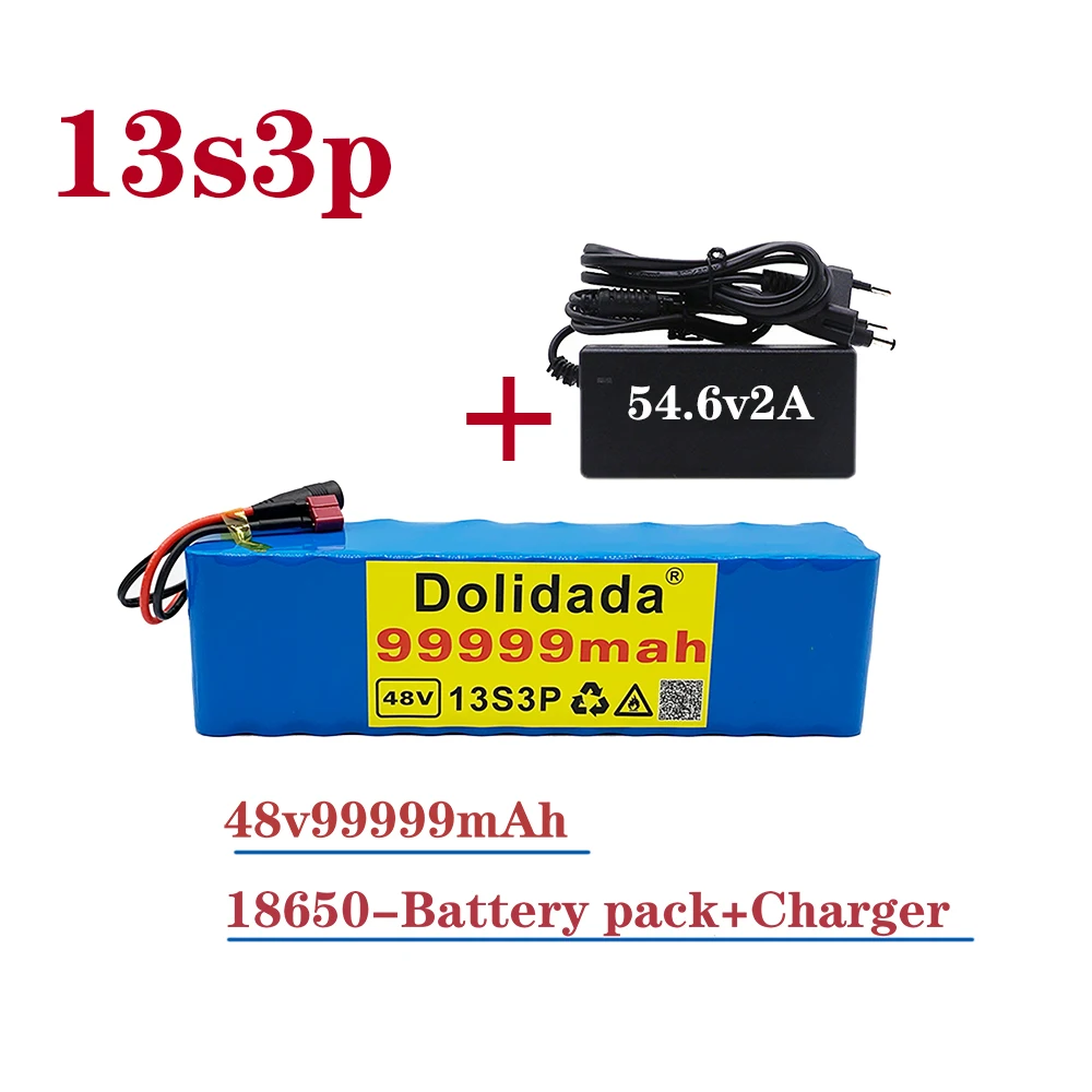 

Batterie 13S3P 48V 99.999Ah Lithium-ion 1000w Pour Vélo Électrique 18650 Avec BMS Intégré Et Chargeur Inclus Nouveauté 54.6V