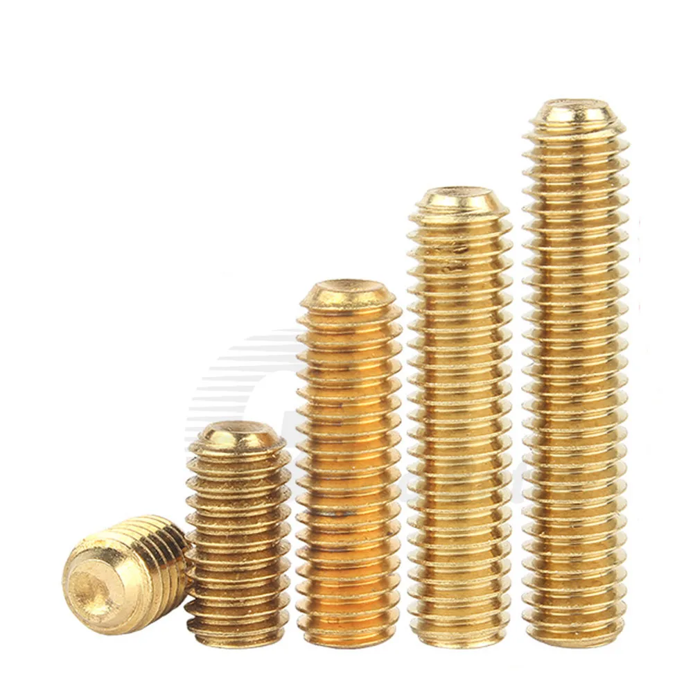 

5-200Pcs Headless Hex Socket Set Screw M2 M2.5 M3 M4 M5 M6 M8 M10 M12 Brass Hexagonal Socket Flat Point End Grub Screw