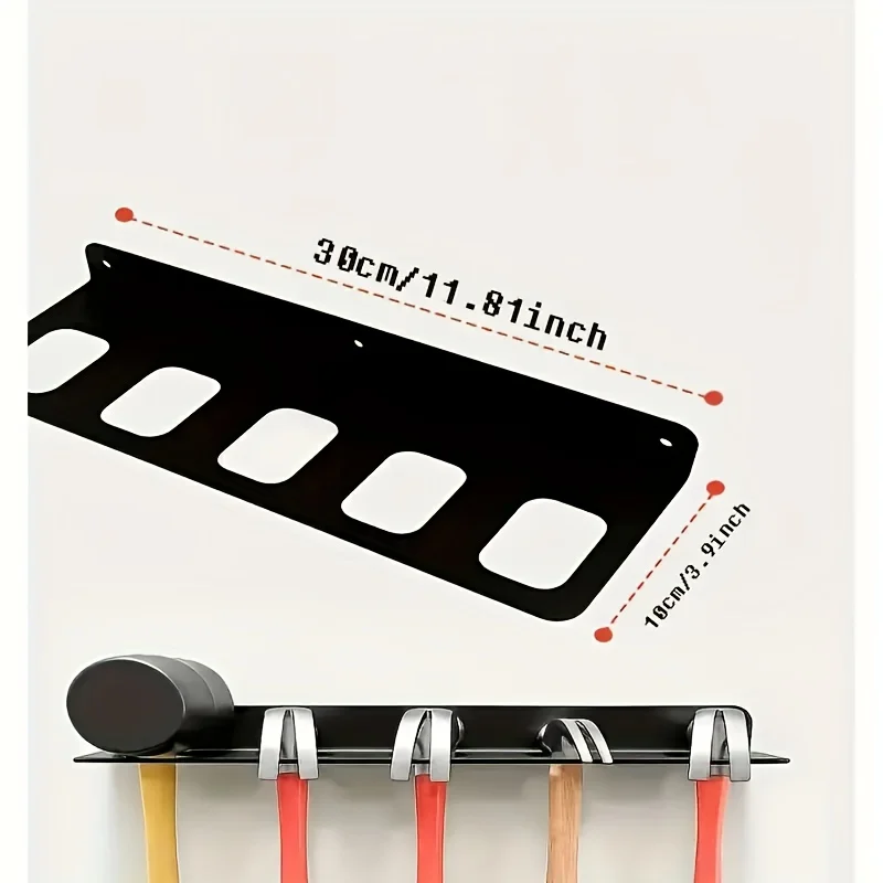 Heavy-Duty Wall-Mounted Hammer Rack, Heavy-Duty Metal Tool Holder, High Weight Capacity Tool Hooks for Garage, Workshop