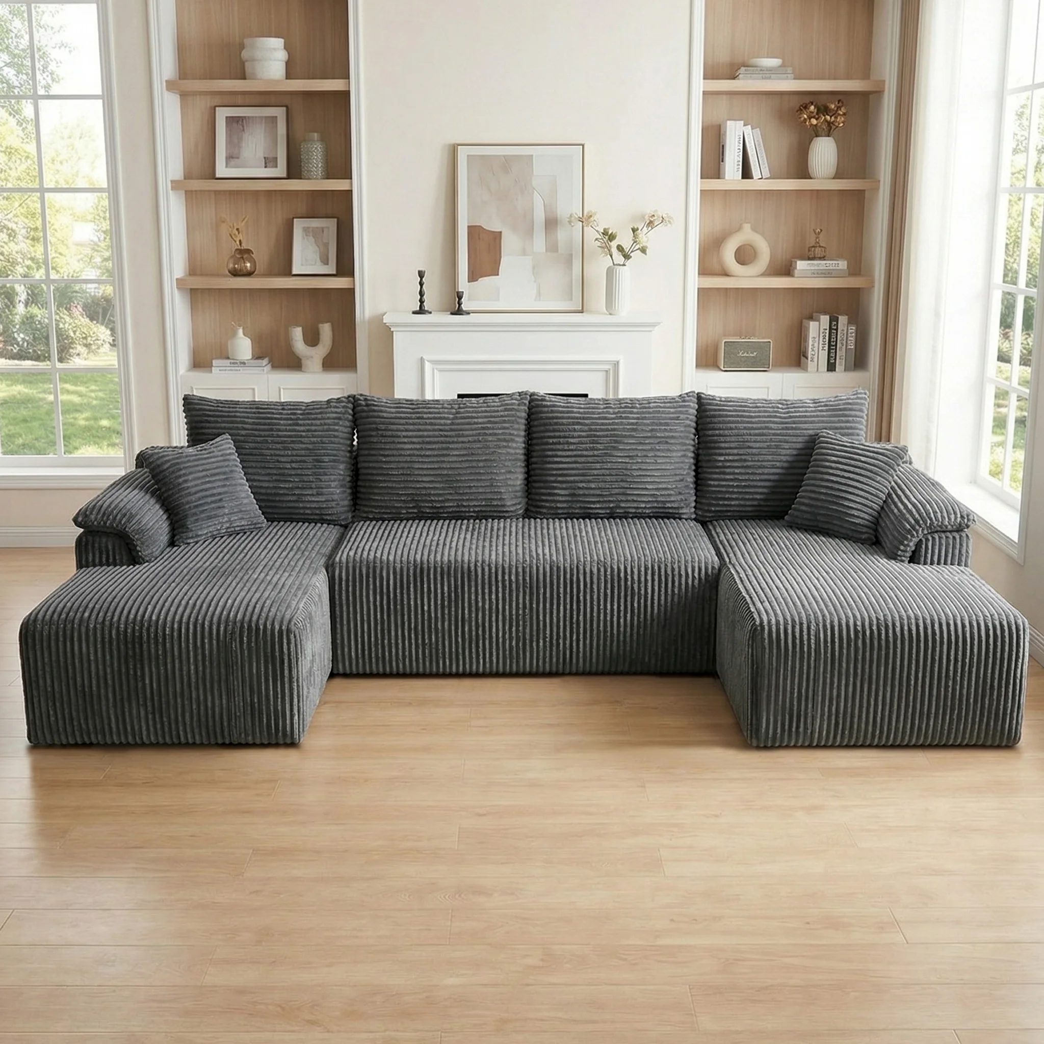 131.8" Oversized U Shaped Sofa Boneless Couch with Chaise Cloud Modular Sectional Couch for Living Room Big Comfy Couches Set Furniture Sofa in a Box