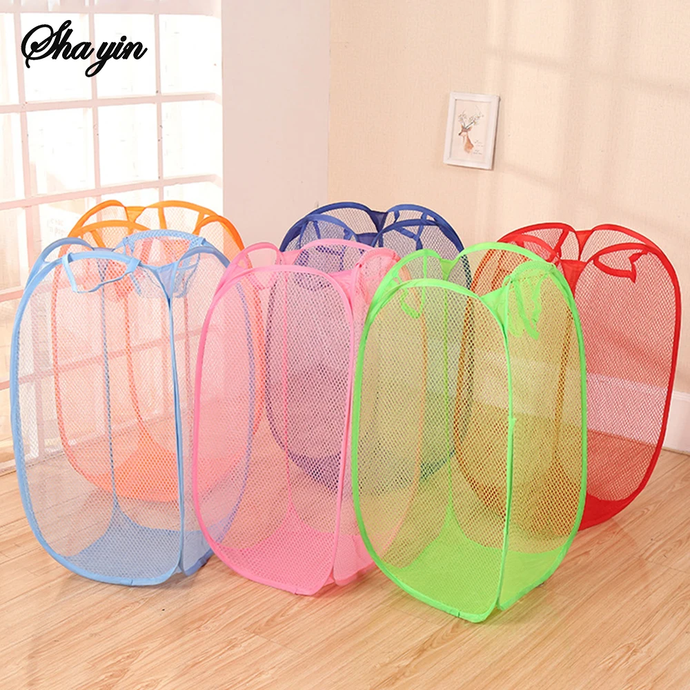 Breathable Foldable Mesh Laundry Basket - Large Capacity