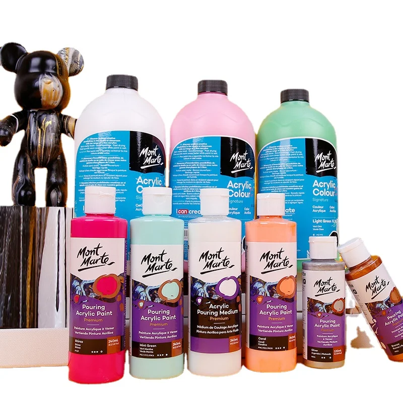 

120mlx4 Metallic Fluid Painting Acrylic Pigment Set Violent Bear Creative Coloring Dye Children's DIY Entrepreneurial Toys