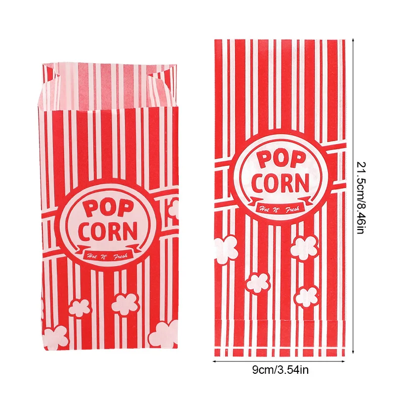 10/50Pcs Popcorn Bags Packaging Bucket Snack Treats Container Wedding Birthday Party Movie Night Supplies Carnival Food Bag Box
