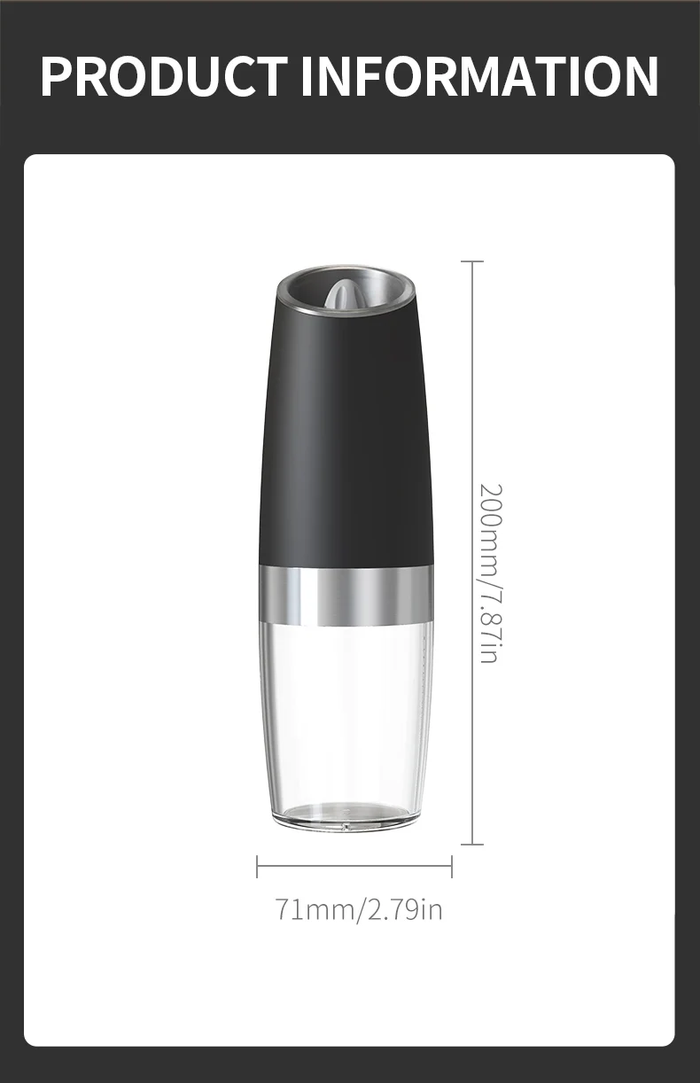 1/2PCS Electric Salt And Pepper Grinder with LED Light Gravity Sensing Adjustable Spice Mills Cordless Automatic Kitchen Gadget 13 küchexyz.de S3d5a812326774c24a1d9aa7937bf9022S küchexyz.de Best Price | Fast Delivery |Quality Product 1/2PCS Electric Salt And Pepper Grinder with LED Light Gravity Sensing Adjustable Spice Mills Cordless Automatic Kitchen Gadget