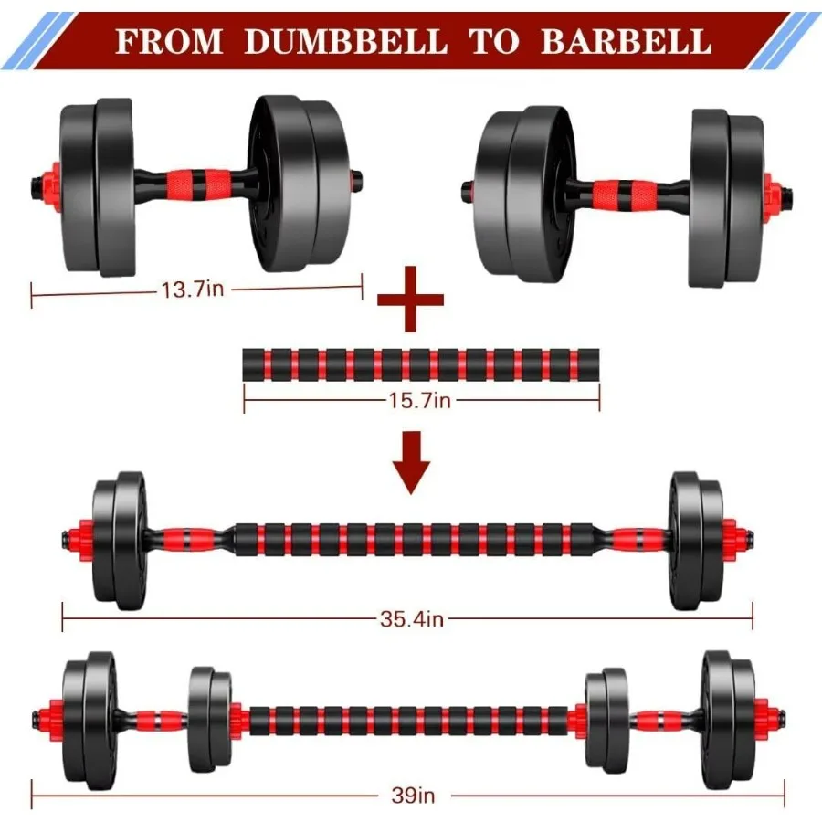 Adjustable-Dumbbells-Sets,Free Weights-Dumbbells Set of 2 Convertible To Barbell A Pair of Lightweight for Home Gym,Women and Me