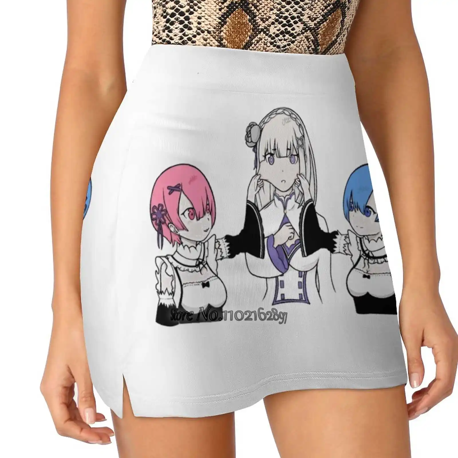 

Re Zero Rem And Ram Playful Trending Fashion Skirt Summer Printed Women Sport Skirts Double-Layer Athletic Rem Ram Emilia