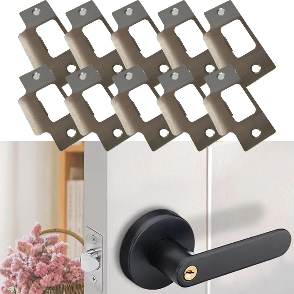 Tubular Latch Replacement Striker Plate 5/10pcs Standard Single Tongue/guide Lock 69*37.5*0.8mm For Bathroom Home Accessories