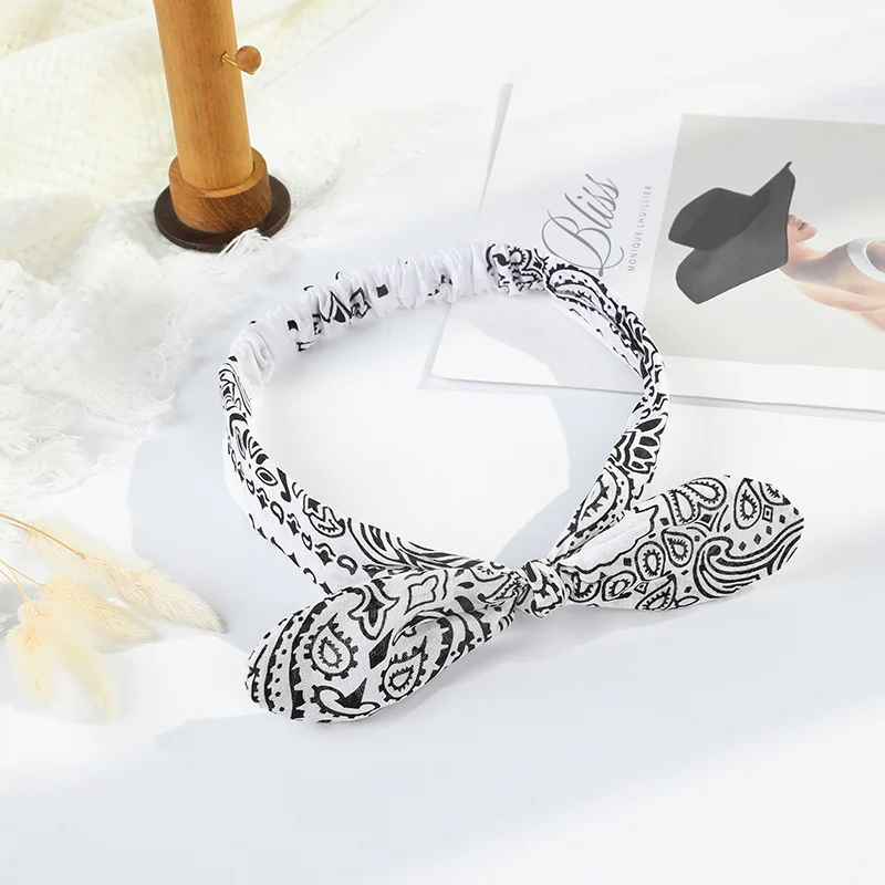 Neue Frauen Boho Weicher Solid Print Stirnbänder Vintage Kreuz Bowknot Elastische Haarbänder Haar Krawatte Turban Bandanas Mädchen Haar Zubehör – Detail 13