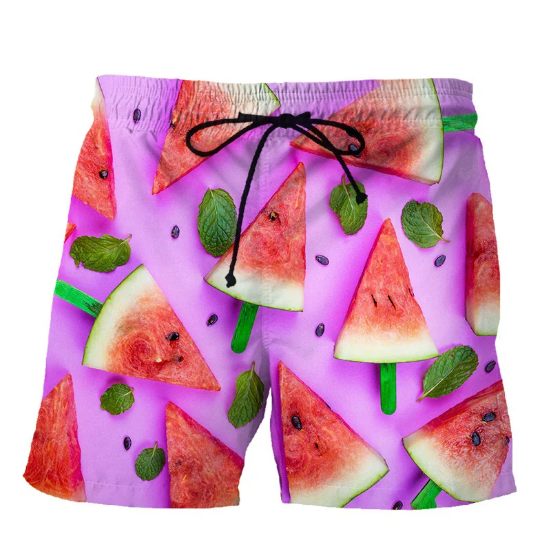 

Fashion Watermelon Beach Shorts Men Cool Hawaiian Vacation Swim Trunks 3D Printing Fruit Short Pants Summer Surf Board Shorts