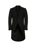 British Style Black Men Tuxedos Suit Coats Fashion Peak Lapel One Button Blazers Gentleman Wedding Party Prom Long Jacket 1