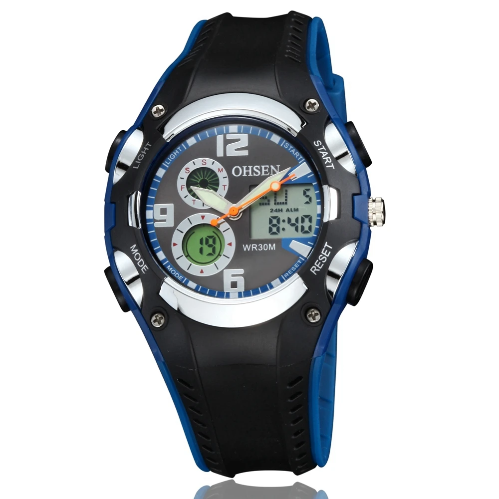 

OHSEN Digital Quartz Lady Women Fashion Wristwatch 30M Dive Rubber Band Blue LCD Outdoor Sport Gift Watches Relogio Feminino
