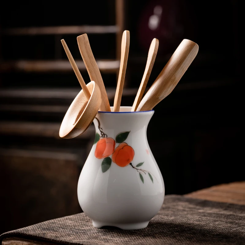 

Bamboo Tea Ceremony Six Gentlemen Hand-painted Ceramic Creative Household Tea Is Tea Clip Kung Fu Tea Set Spare Parts