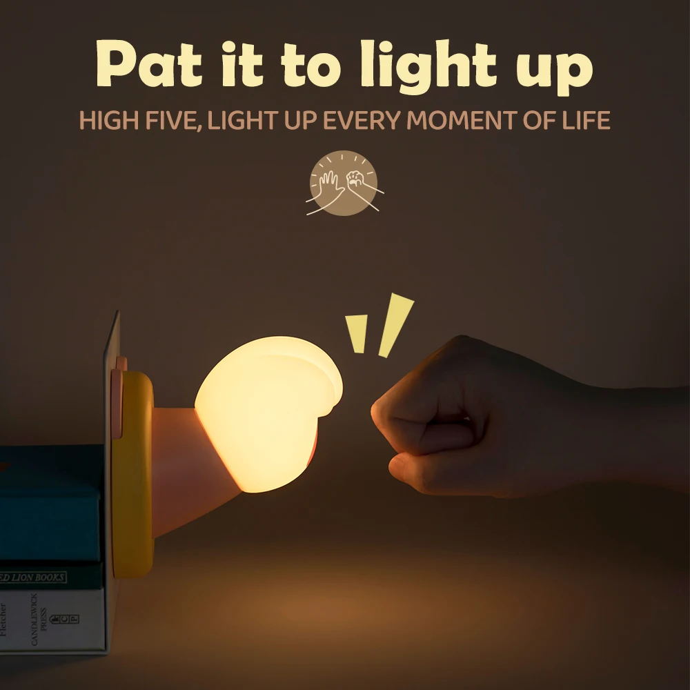 Lovely Clapping Hand Night Light Rechargeable Sleeping Nightlights Timing Touch Sensor Beside Lamp for Baby Child