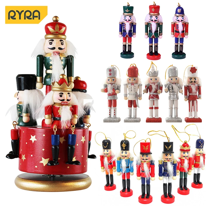 

Деревянная кукла-гайкер, миниатюрные фигурки солдата, винтажные марионетки ручной работы, Новогодние рождественские украшения, домашние украшения, 6/1 комплект