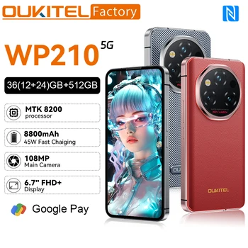 OUKITEL WP210 5G Rugged Phone 6.56" Display 120Hz Cell Phone 36GB+512GB 45W, Telephone Portable 8800mAh Smartphon Android 15 NFC