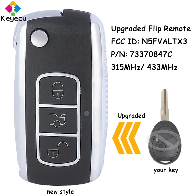 

Обновленный ключ-брелок KEYECU для автомобиля с дистанционным управлением с чипом ID73 315 МГц 433 МГц для Land Rover Discovery 1999 2000 2001 2002 2004 Fob N5FVALTX3