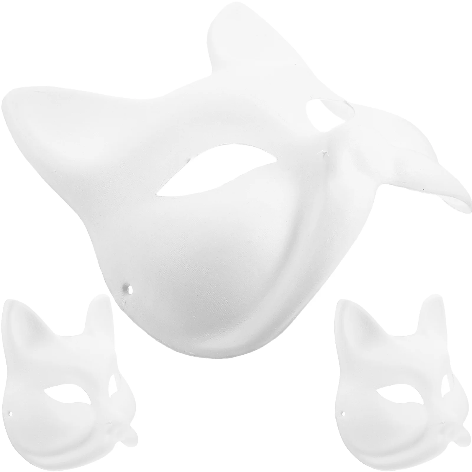 Kitsunes Fox Masks 3Pcs Blank Paper Cat Half Face Cover Diy White Animal Masks Fox Cosplay Costume Japanese Anime