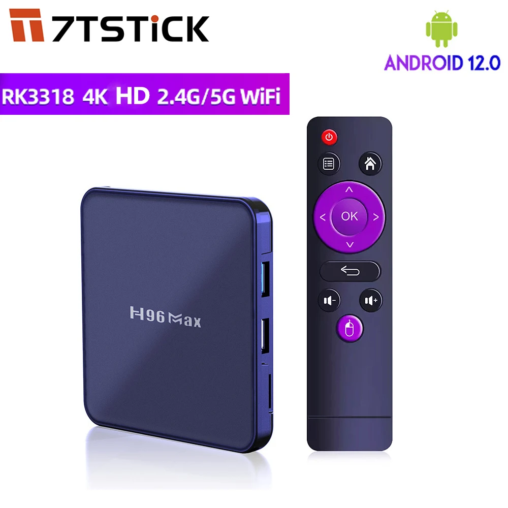 

H96 MAX V12 RK3318 Smart TV Box Android 12 4K 2.4&5G Dual Wifi BT4.0 Media Player H96MAX TVBOX 2/4G 100M 16G 32G 64G Set Top Box