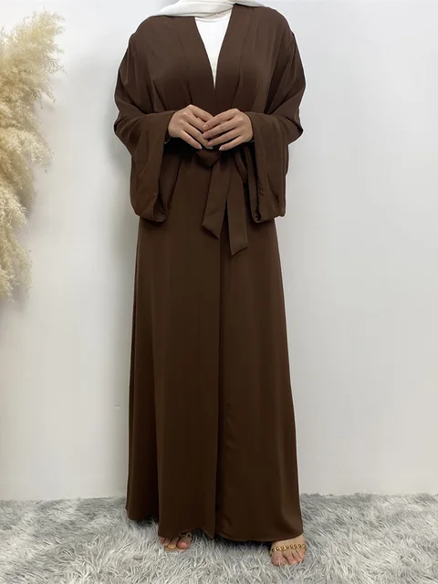 Chog omenRamadan Simple Open Abaya pour femmes, Dubaï, Turquie, Kaftan musulman pour femmes, Kimono, Robe modeste, Caftan Marocain, Vêtements Islamiques