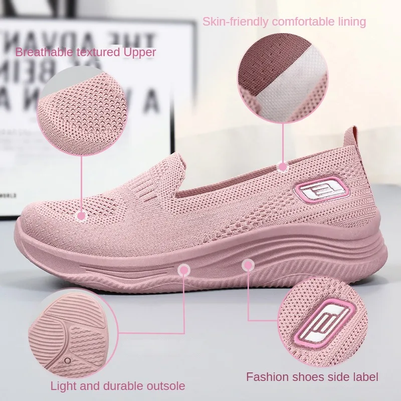 Women's 2024 Spring New Single Shoe Cloth Shoes Breathable Soft Elastic Casual Women's Shoes Wide Toe