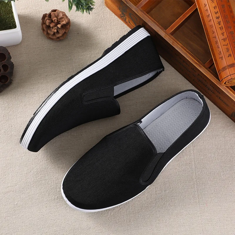 Beijing Men's Cloth Shoes New Style Work Shoes Rubber Sole Black Cloth Shoes One Step Work Shoes round Toe Breathable Wear Re... 1