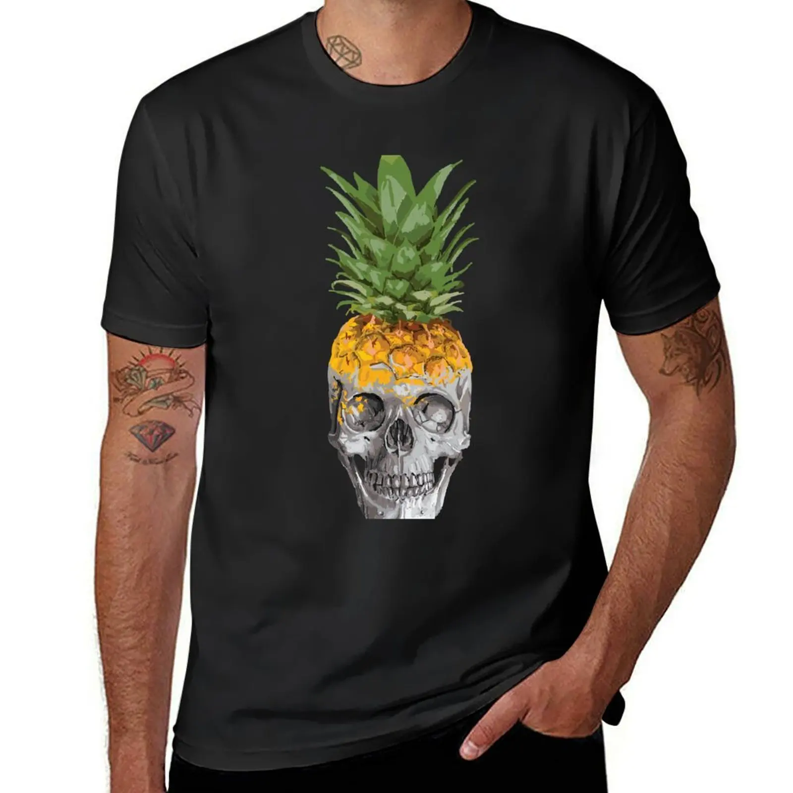 Pineapple skull T-Shirt quick-drying vintage Blouse vintage clothes mens graphic t-shirts