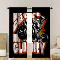 No Pain No Glory" Fitness Curtains - Motivational Gym Design, Perfect for Home Gyms & Bedrooms, Sporty 1