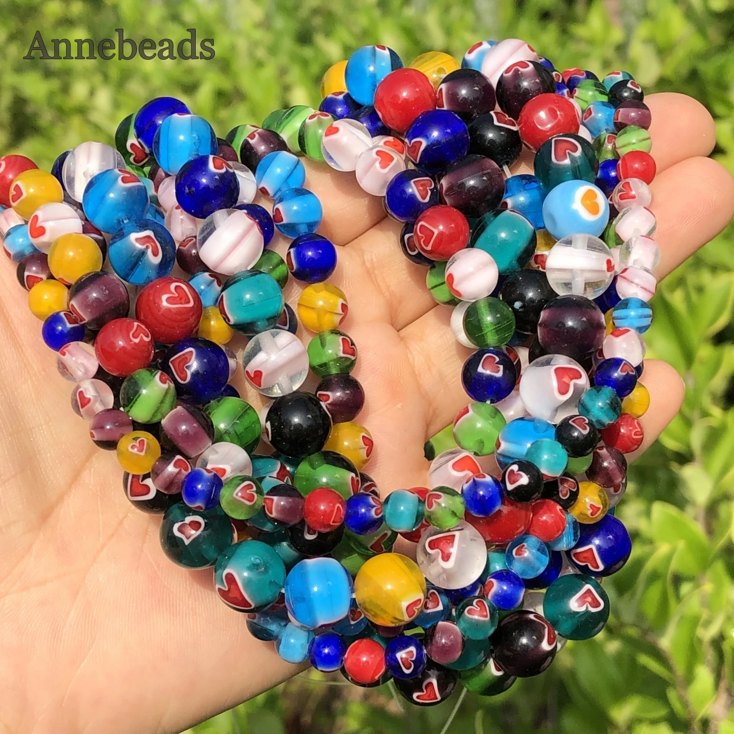 Murano Glass Large Glass Beads 6/8/10mm Murano Lampwork Red Heart