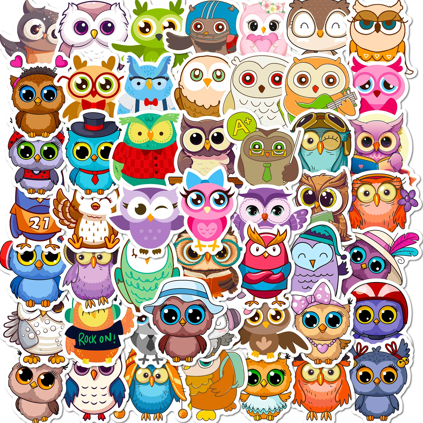 

10/30/50PCS Cartoon Owl Sticker New Owl Notebook Luggage DIY Personalized Sticker For Kids