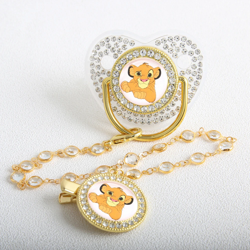 Disney Simba Baby Pacifier with Chain Clip BPA Free Bling Dummy Soother Chupeta 3