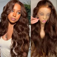 Vague de corps brun chocolat 13x6 HD dentelle avant perruques de cheveux humains 200 densité HD dentelle frontale perruques pour femmes perruques pré plumées cheveux 1