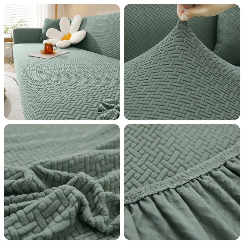 Elastischer Jacquard-Stoff Sofabezug Stretch-Couchbezug Ecksofa-Überzug für L-förmige Sofas Eckbezug für Zuhause 1/2/3/4/5-Sitzer – Detail 16