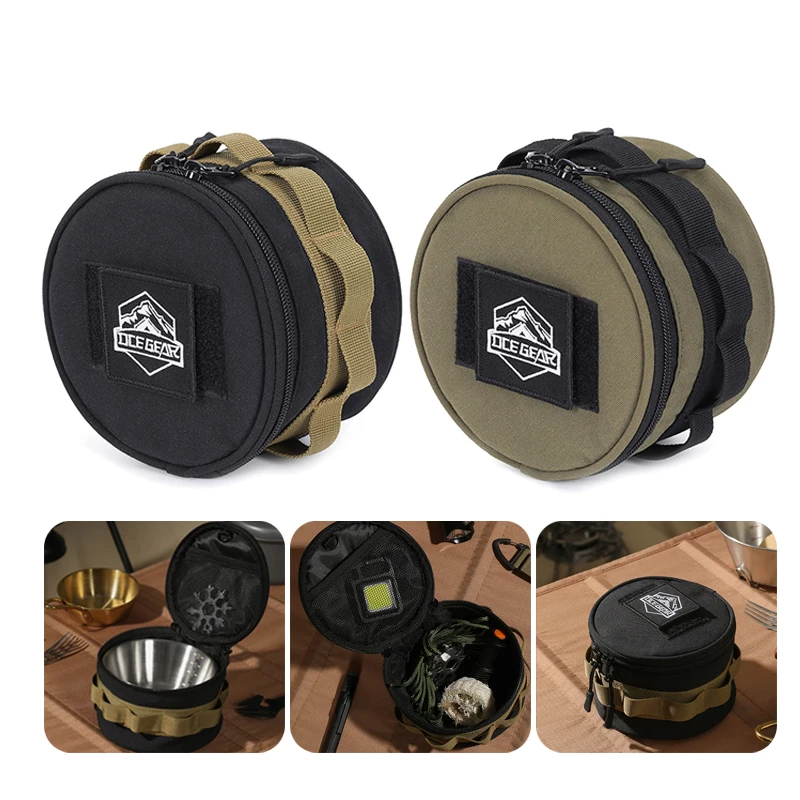 Portable Camping Bowl Bag Waterproof Tableware Utensil Organizer Wear-resistant Internal Mesh Pocket for Teavel Picnic Hiking