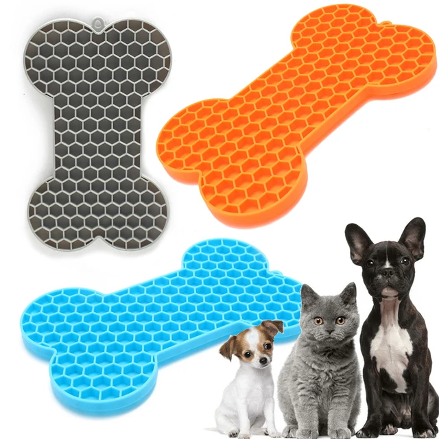 1PC Dog Slow Food Pad Bone Silicone Pet Licking Pad Pet Placemat Cat Slow Feeding Mat Dog Lick Mats Silicone 6
