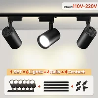 110V 220V Spotes To Ceiling Lighting Rail COB Track Light System Spotlight Fixture Track Lamp Set For Kitchen Living Room Store 1