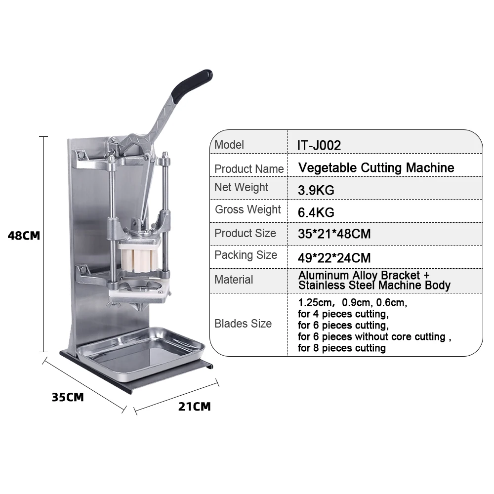 Manual Potato Cutter Multifunctional Vegetable Cutting Machine Vertical Fries Maker With 4 Blades Restaurant Kitchen Tools