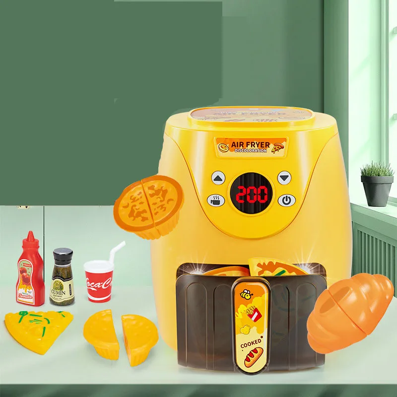 Air Fryer Toys Simulated Kitchen Utensils Color Changing Food Children's Gifts Timers Kitchenware Barbecue Pretend Play Fried