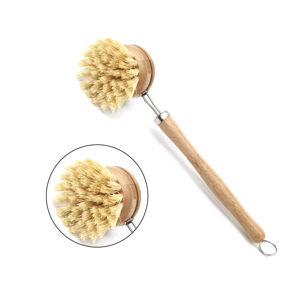 Washing Cleaning Brush Wooden Long Handle Pan Pot Brush Dish