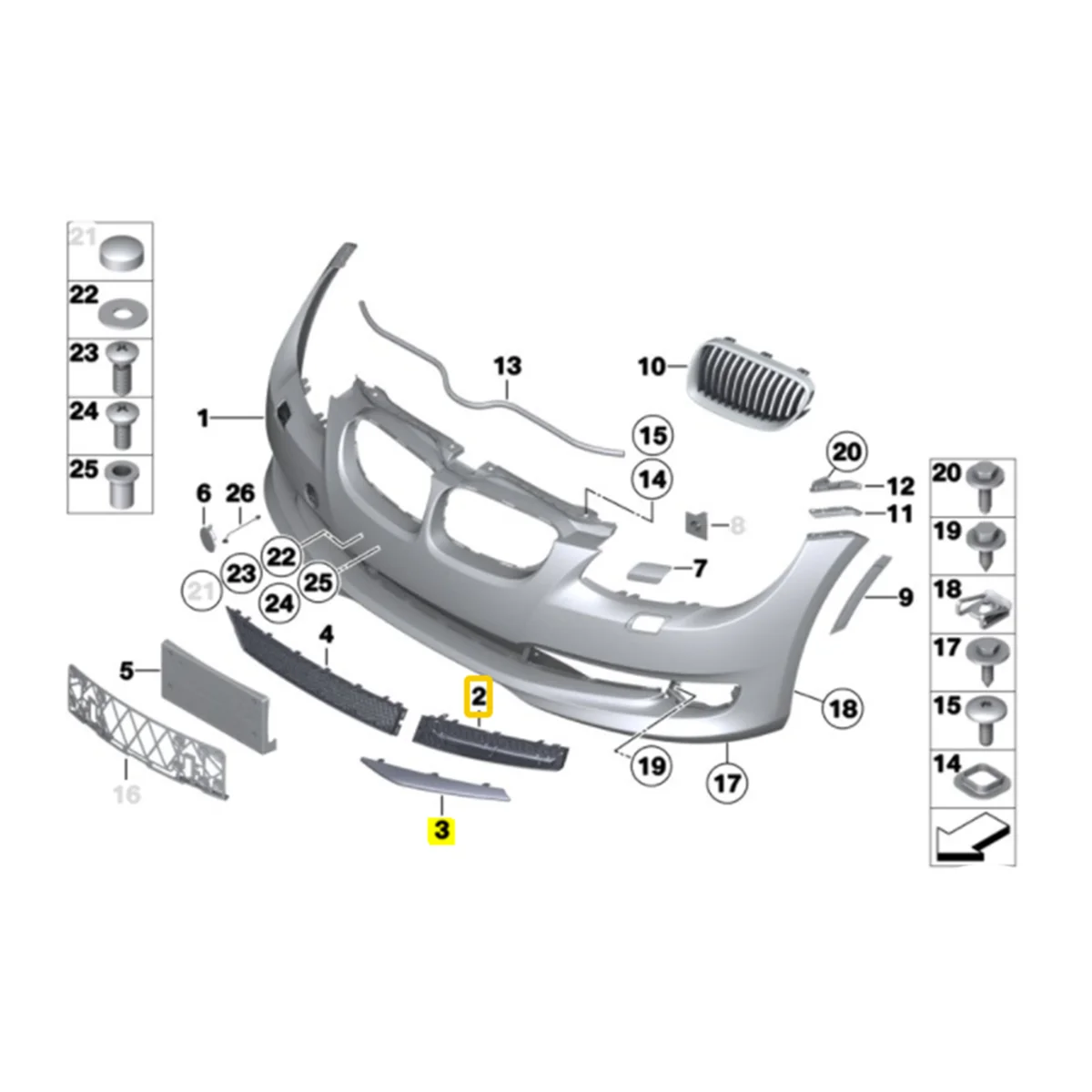 

1Pair Front Bumper Grille Trim Strip for BMW 3 Series X5 E92 E93 2011-2013 320 323 325 328I 330I 51117229181